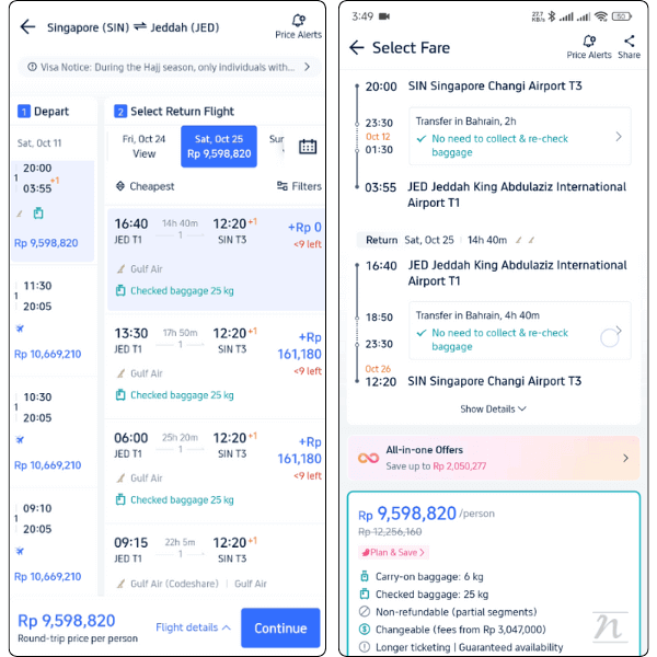 harga tiket gulf air sin-jed