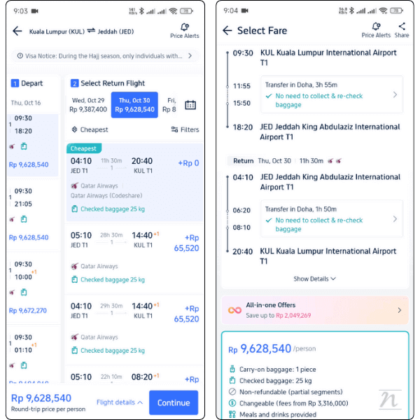 harga tiket qatar kul-jed