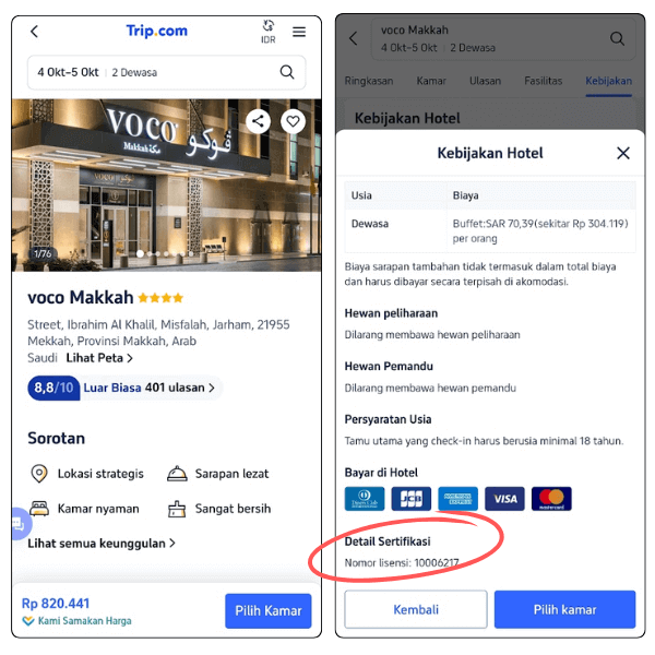 cek lisensi hotel saudi